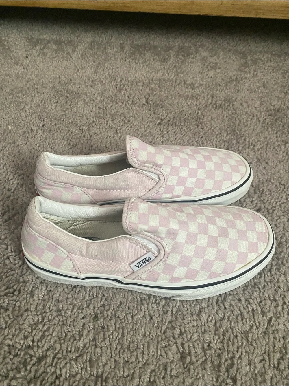 Vans off the wall low Kids Slip-On Checkerboard Sneakers - Light Pink/White